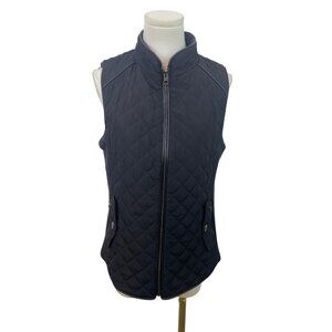 Chico’s Womens Black Quilted Zip-Up Vest With Side Pockets Size 0/ Us 4